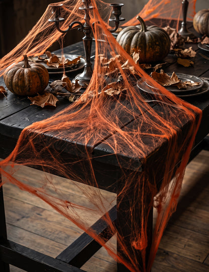 Oranžová pavučina s pavouky 20 g Halloween