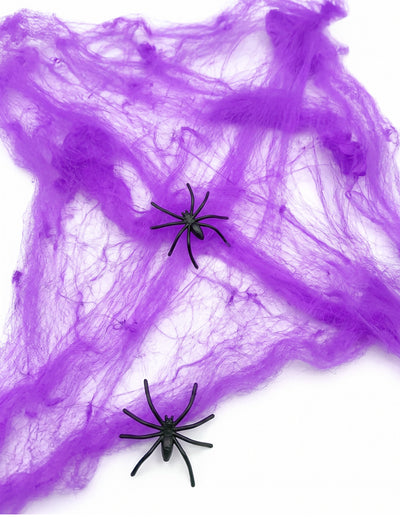 Fialová pavučina s pavouky 20 g Halloween