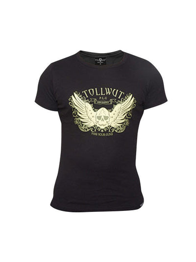 T-shirt Tollwut Street Wear 'BREAKOUT' pour homme noir avec motif tête de mort ailée
