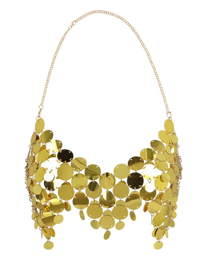 Festivalový top s velkými zlatými flitry pro dospělé 