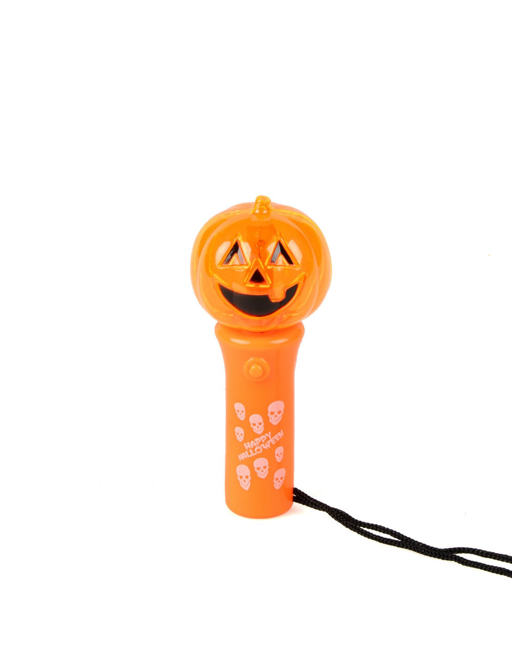 Torche spinner lumineux citrouille pour enfant orange avec motifs têtes de mort