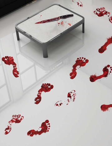 Aufkleber blutige Fußspuren