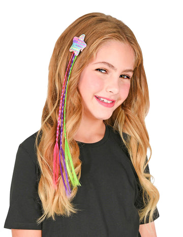 Vícebarevné flitrové copánky s hvězdami