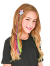 Tresses multicolores avec étoile à sequins pour enfant rose violet et vert