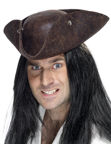 Hnědý kožený pirátský klobouk pro dospělé