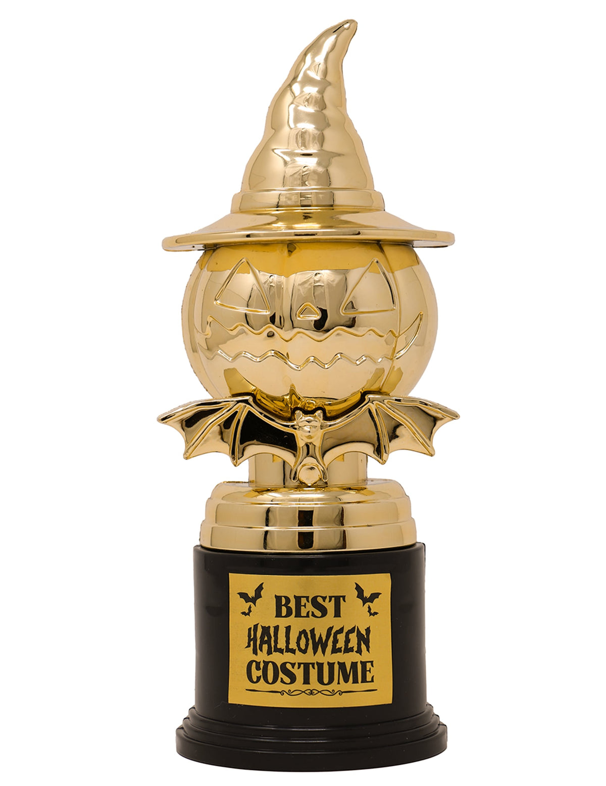 Vue de face du trophée citrouille meilleur costume d'Halloween