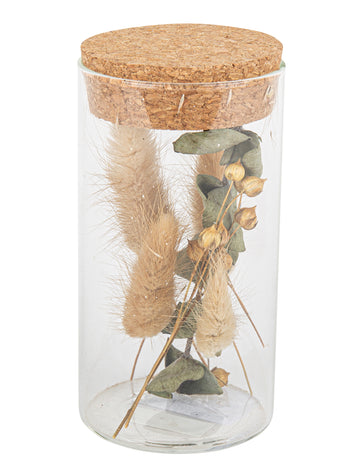 Skleněná dóza s chomáčky a eukalyptem 12,5 cm 