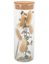 Tube en verre plumeaux et eucalyptus avec bouchon liège beige et vert