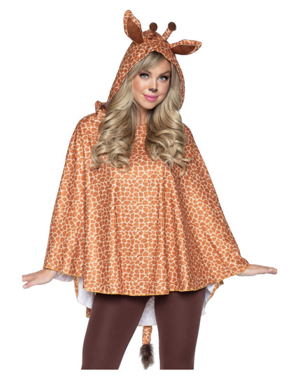 Tunique à capuche girafe pour femme à imprimé taches marron et beige
