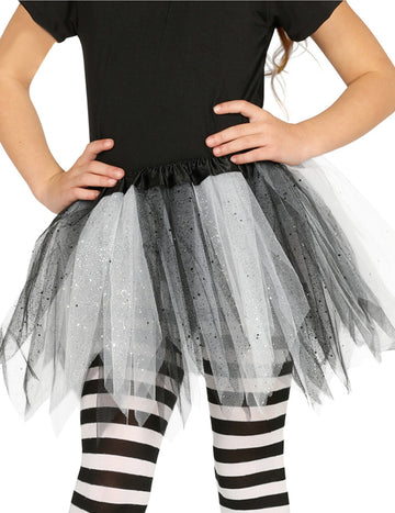 Černá a bílá dva -color tutu s dívkou třpyt