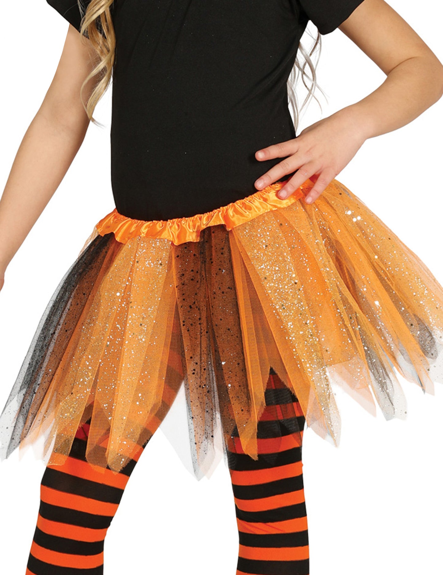 Tutu dva -tónové černé a oranžové s dívčími flitry