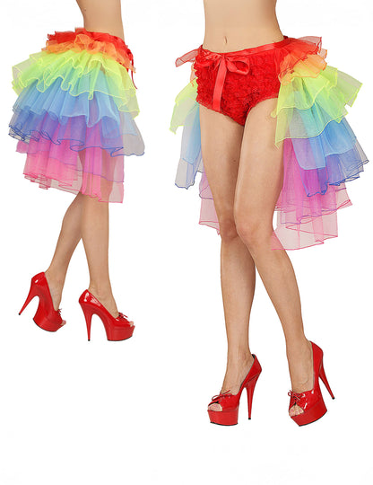 Vues de face et de profil du tutu burlesque multicolore