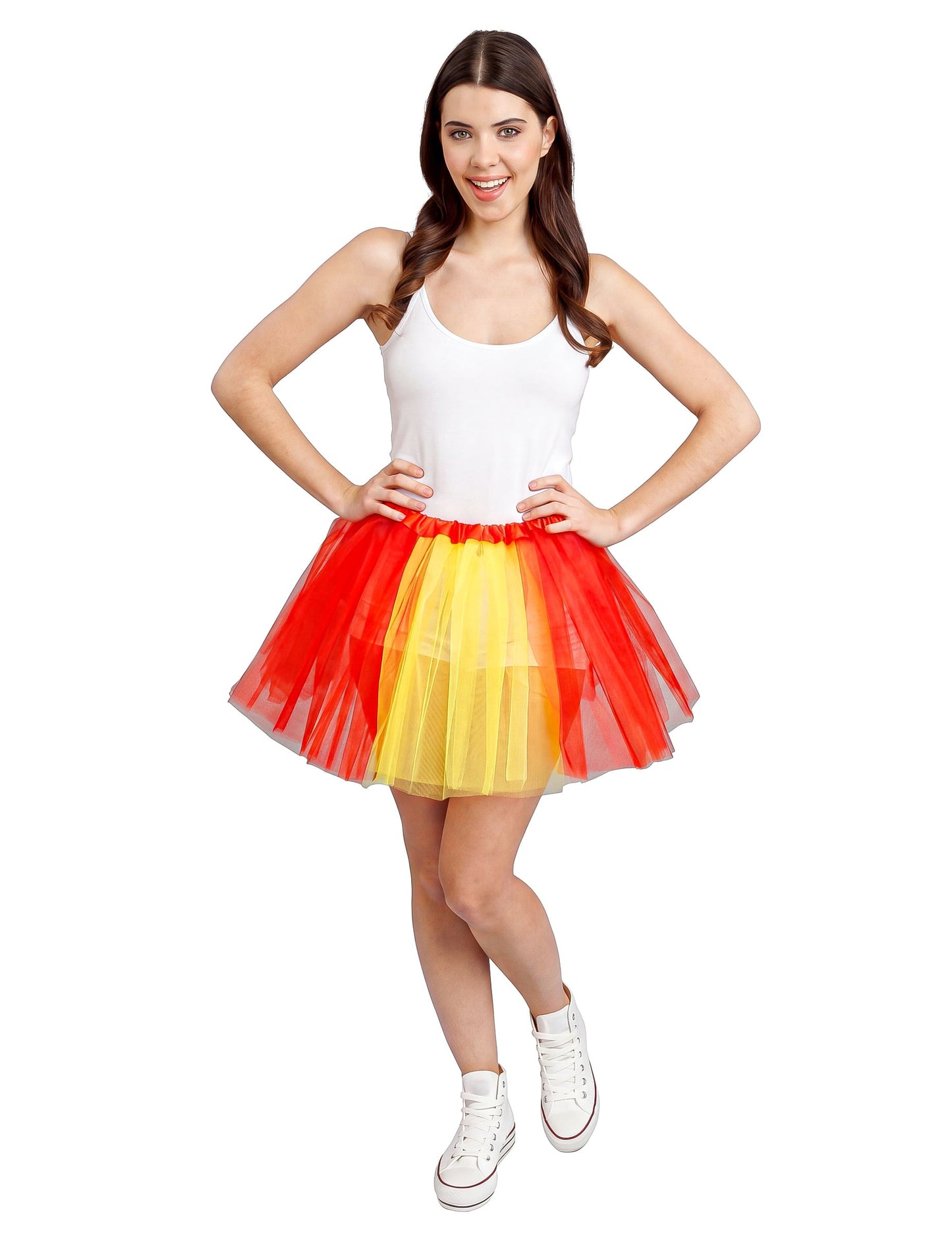 Červená a žlutá podpůrná tutu sukně Španělsko 39 cm