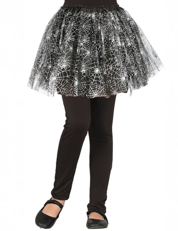 Stříbrná dívčí sukénka s pavučinovou výšivkou