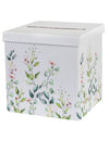 Urne de mariage en carton motif végétal pour mariage blanche romantique