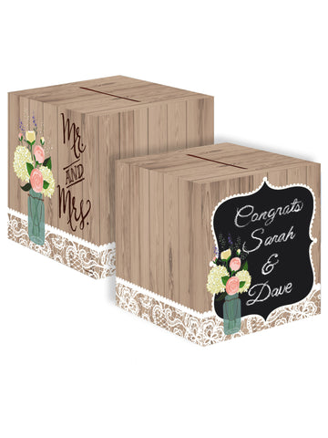 Přizpůsobitelná kartonová volební urna Mr and Mrs 30 cm