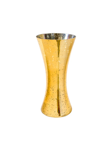 Zúžená kovová váza zlatá 25 x 10 cm 
