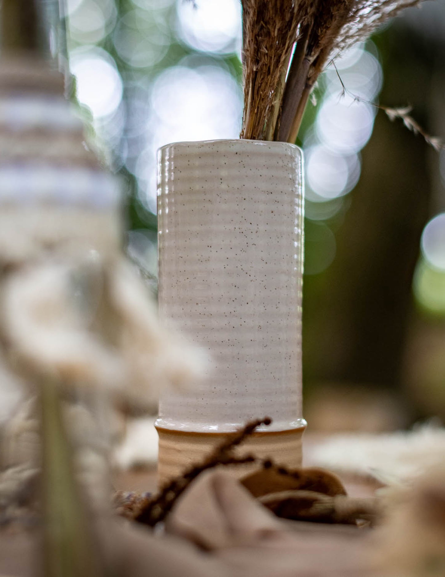 Vřesová béžová a písková váza 19 cm keramické