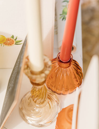 Vue de dessus du vase en verre bohème pour décoration