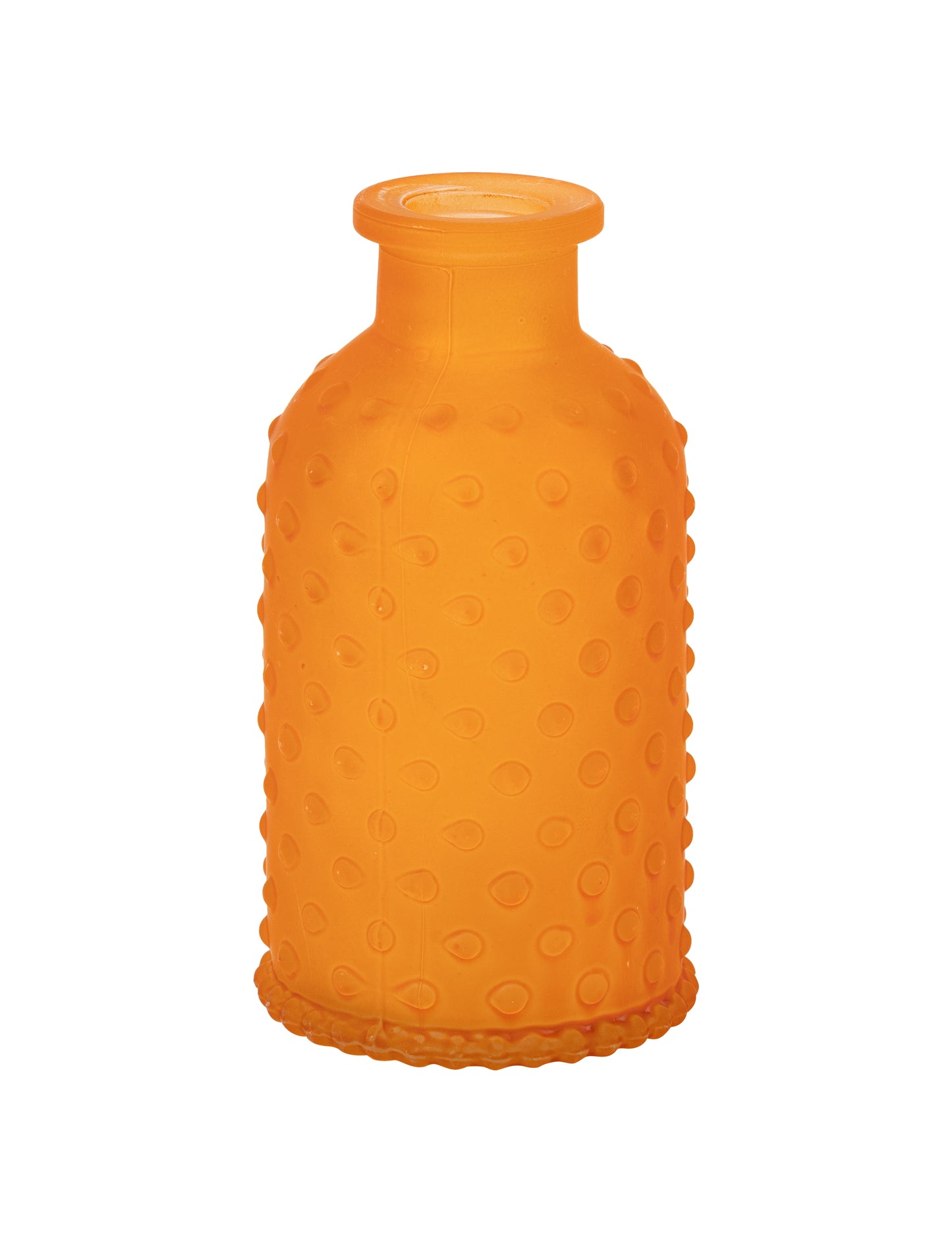 Oranžová texturovaná skleněná váza s reliéfními puntíky