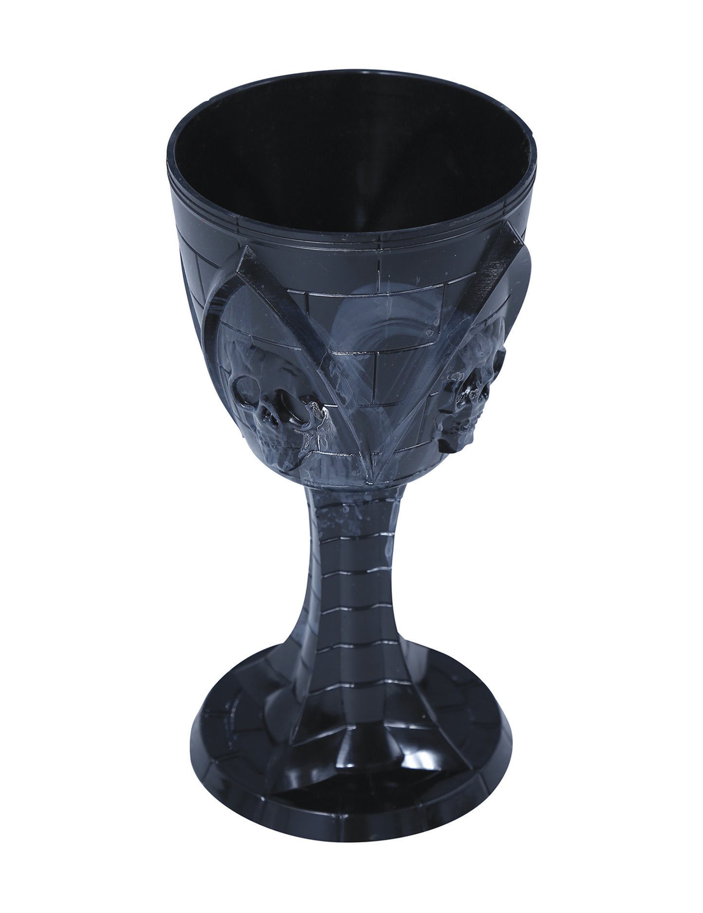 Vue de trois-quarts du verre à pied tête de mort