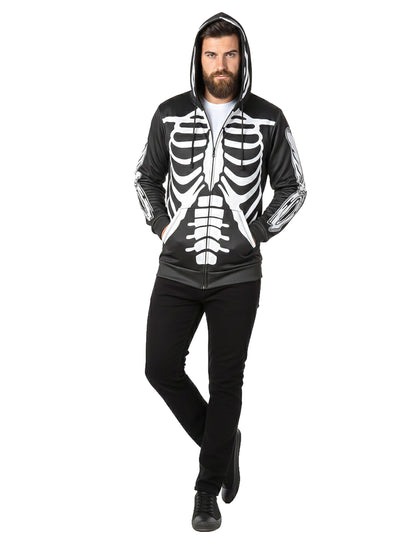 Veste à capuche imprimé squelette adulte