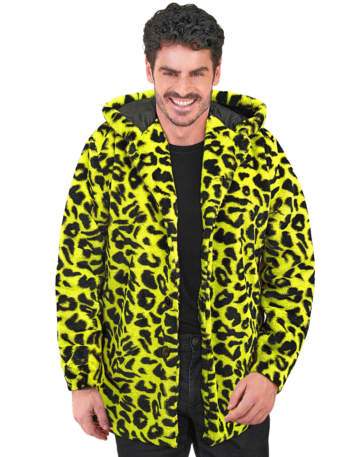 Žlutá leopardí bunda pro dospělé s kapucí