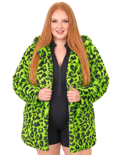 Grüne Leoparden-Kapuzenjacke für Erwachsene