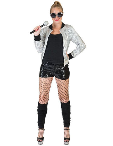 Dámská stříbrná flitrovaná bunda