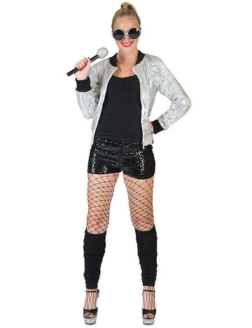 Silberne Pailletten-Jacke für Damen