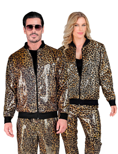 Dospělá bunda s leopardím flitry