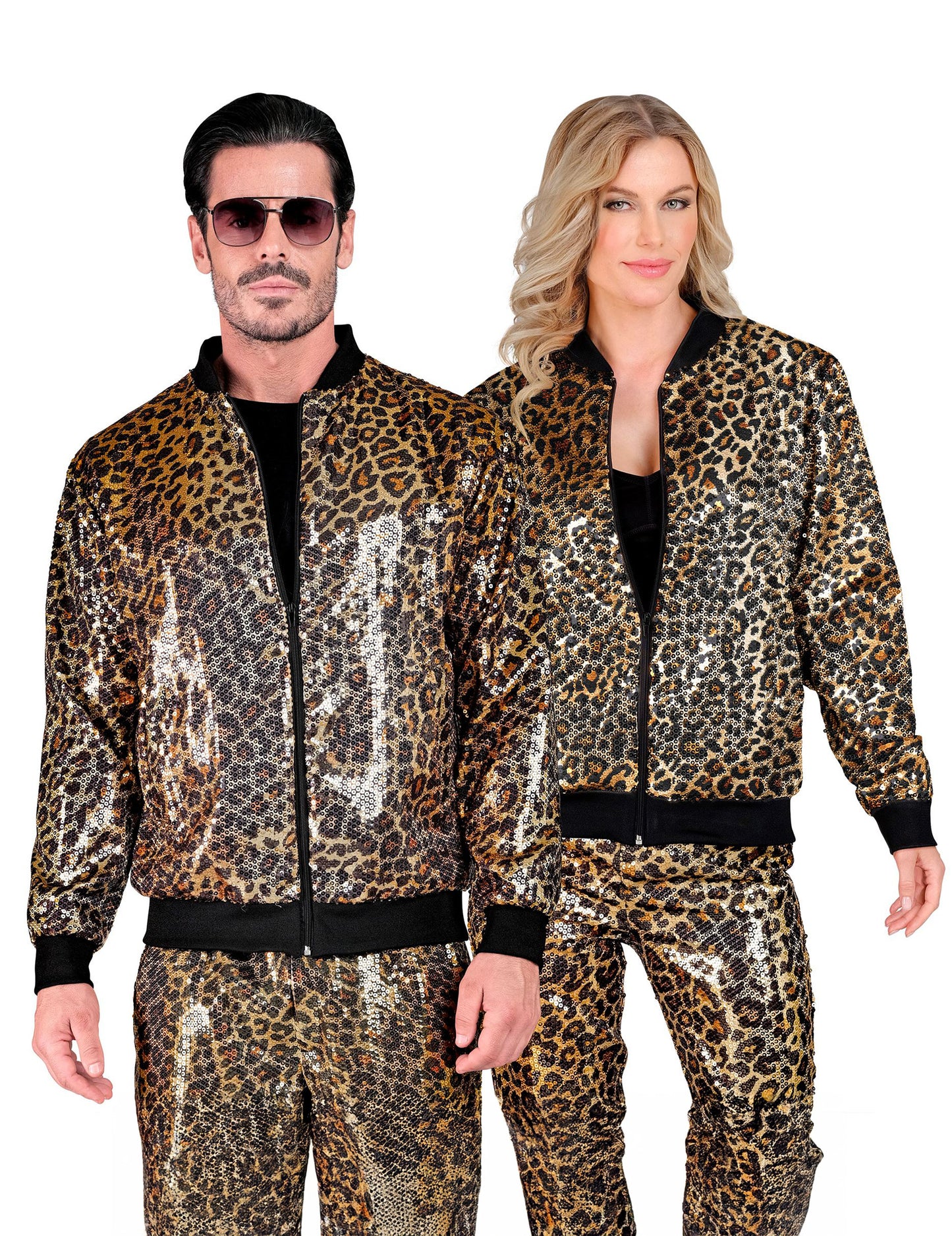 Leoparden Pailletten Bomberjacke für Erwachsene