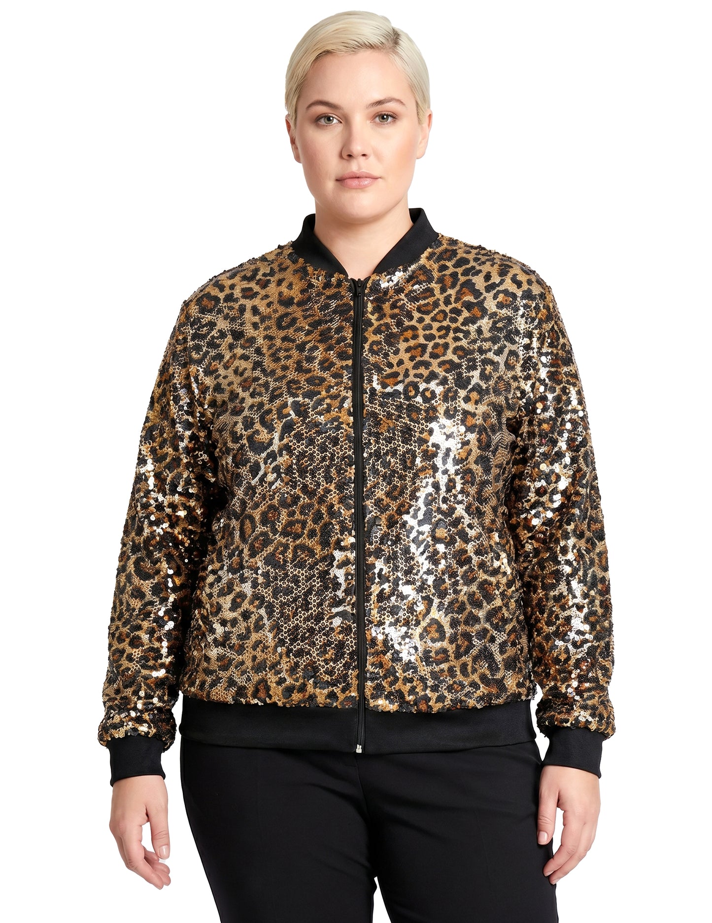 Leoparden Pailletten Bomberjacke für Erwachsene