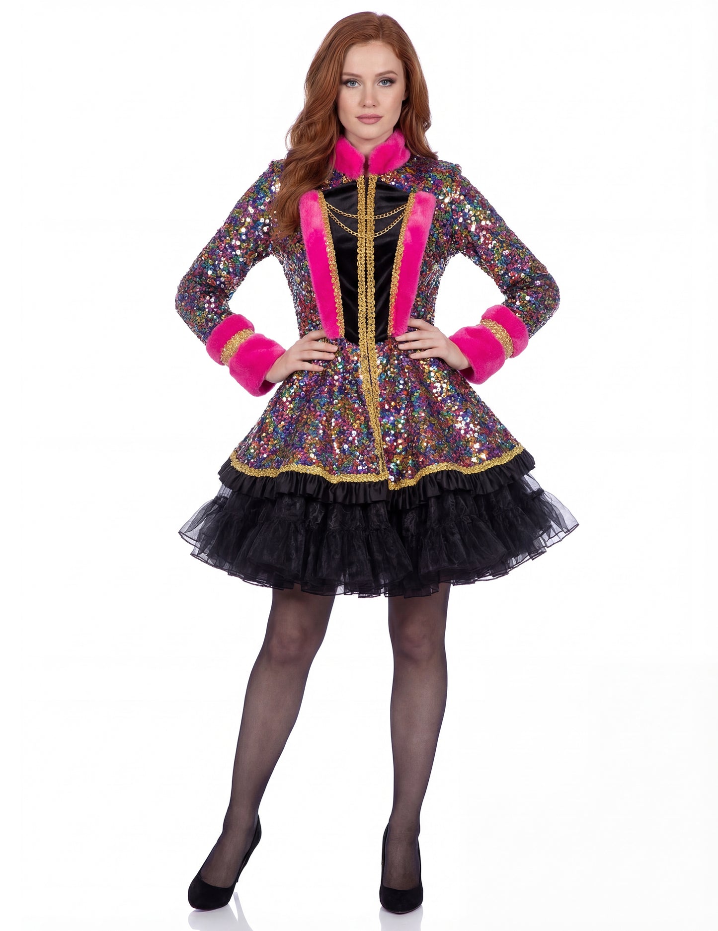 Dámská luxusní vícebarevná flitrová bunda