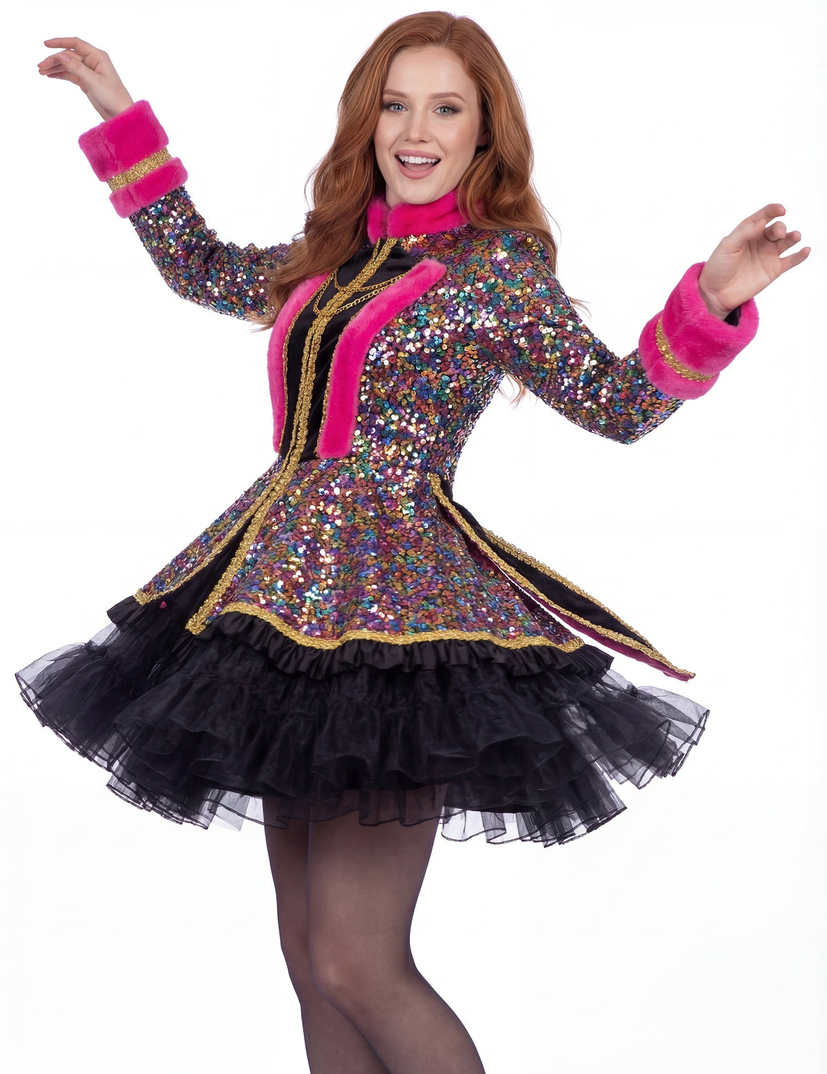 Vue en mouvement de la veste à sequins de luxe pour femme