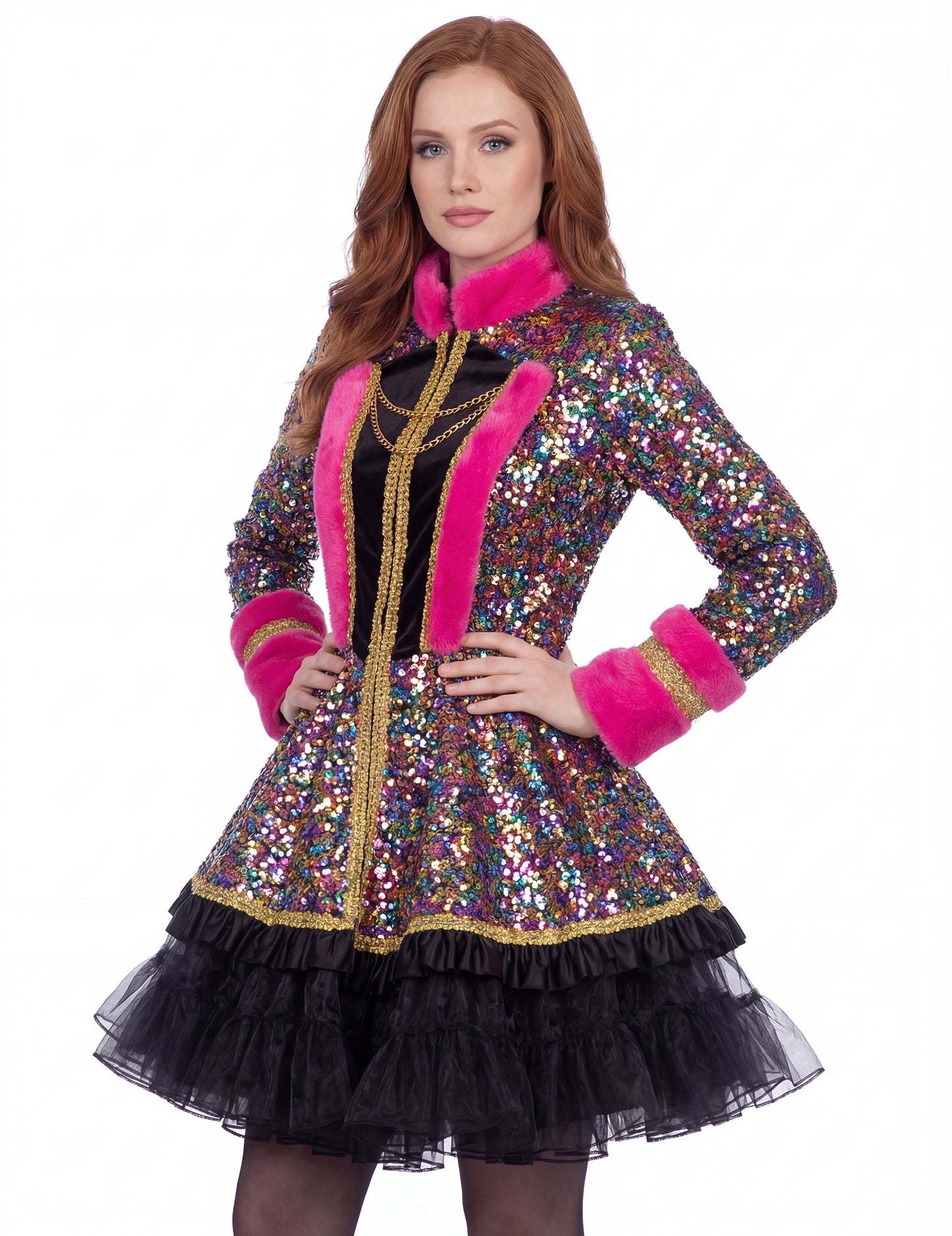 Dámská luxusní vícebarevná flitrová bunda