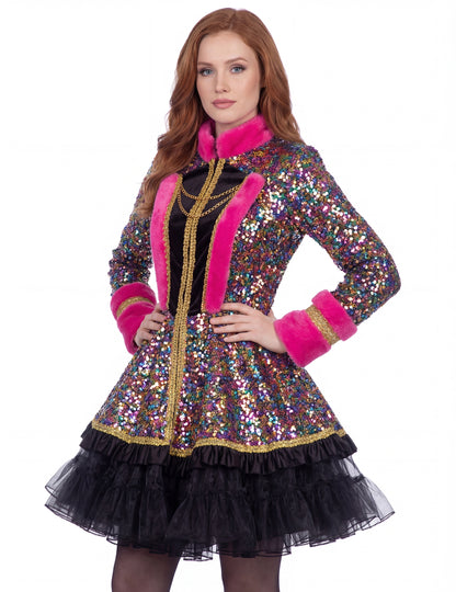 Dámská luxusní vícebarevná flitrová bunda