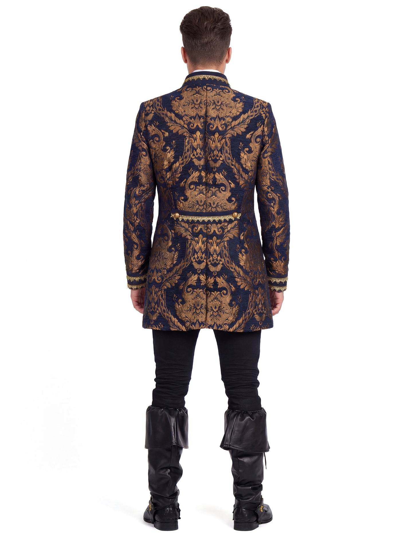 Pánská luxusní modrá vyšívaná barokní bunda