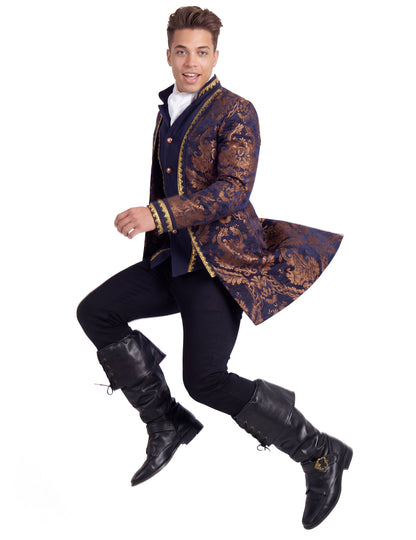 Pánská luxusní modrá vyšívaná barokní bunda