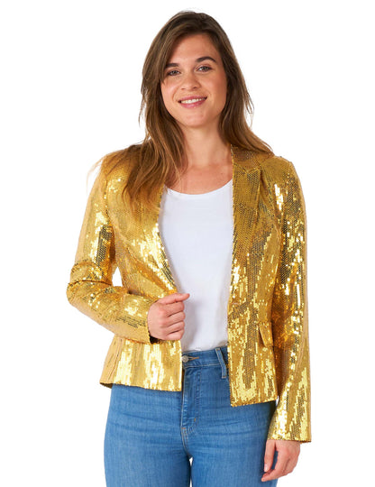 Blazer bunda se zlatými flitry následovníka žena