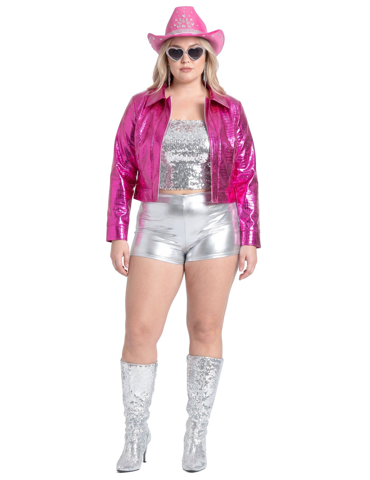 Dámská metalická krokodýlí bunda růžová