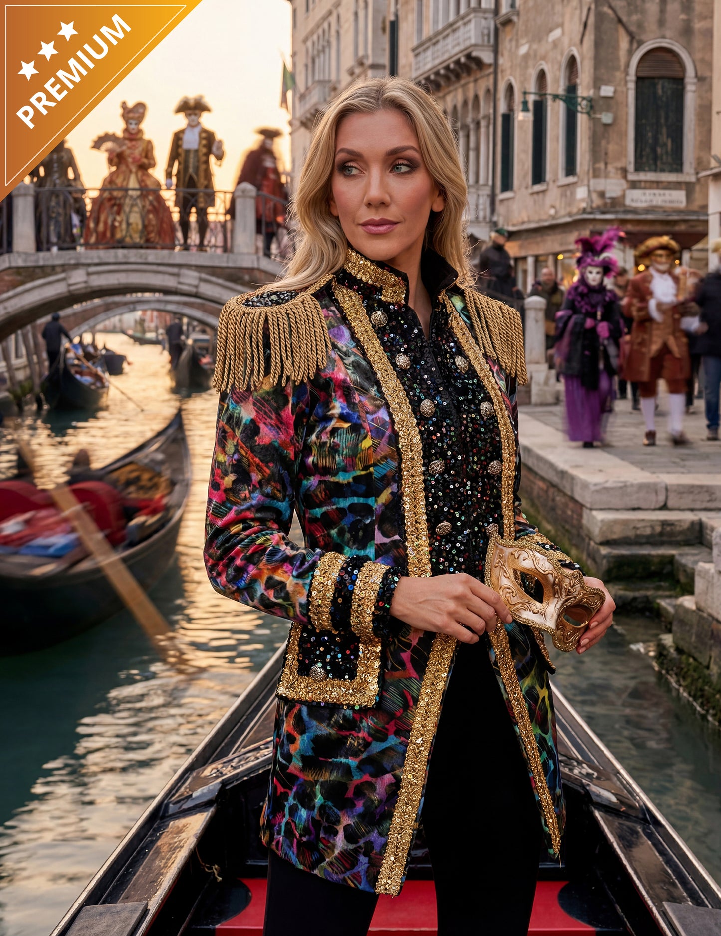 Luxusní dámská karnevalová bunda v neonových barvách