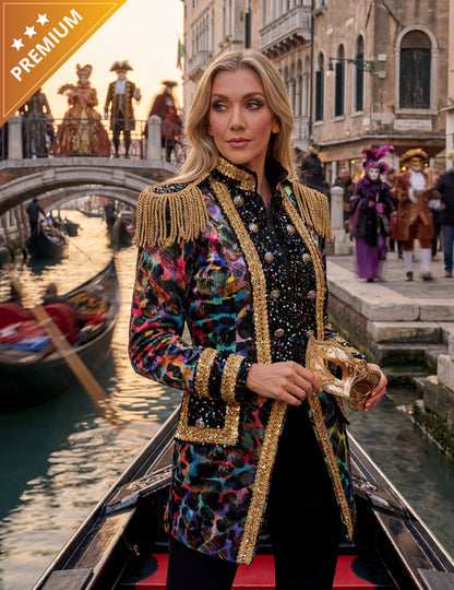 Luxusní dámská karnevalová bunda v neonových barvách