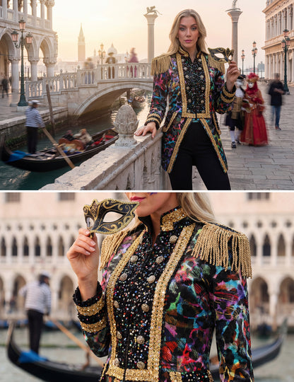 Luxusní dámská karnevalová bunda v neonových barvách