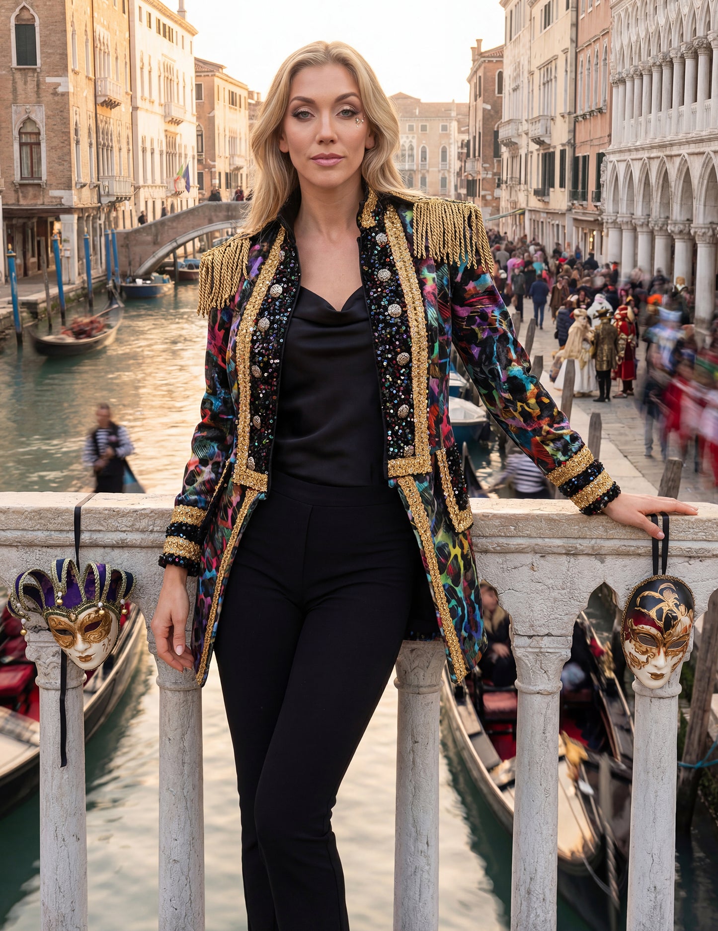 Luxusní dámská karnevalová bunda v neonových barvách