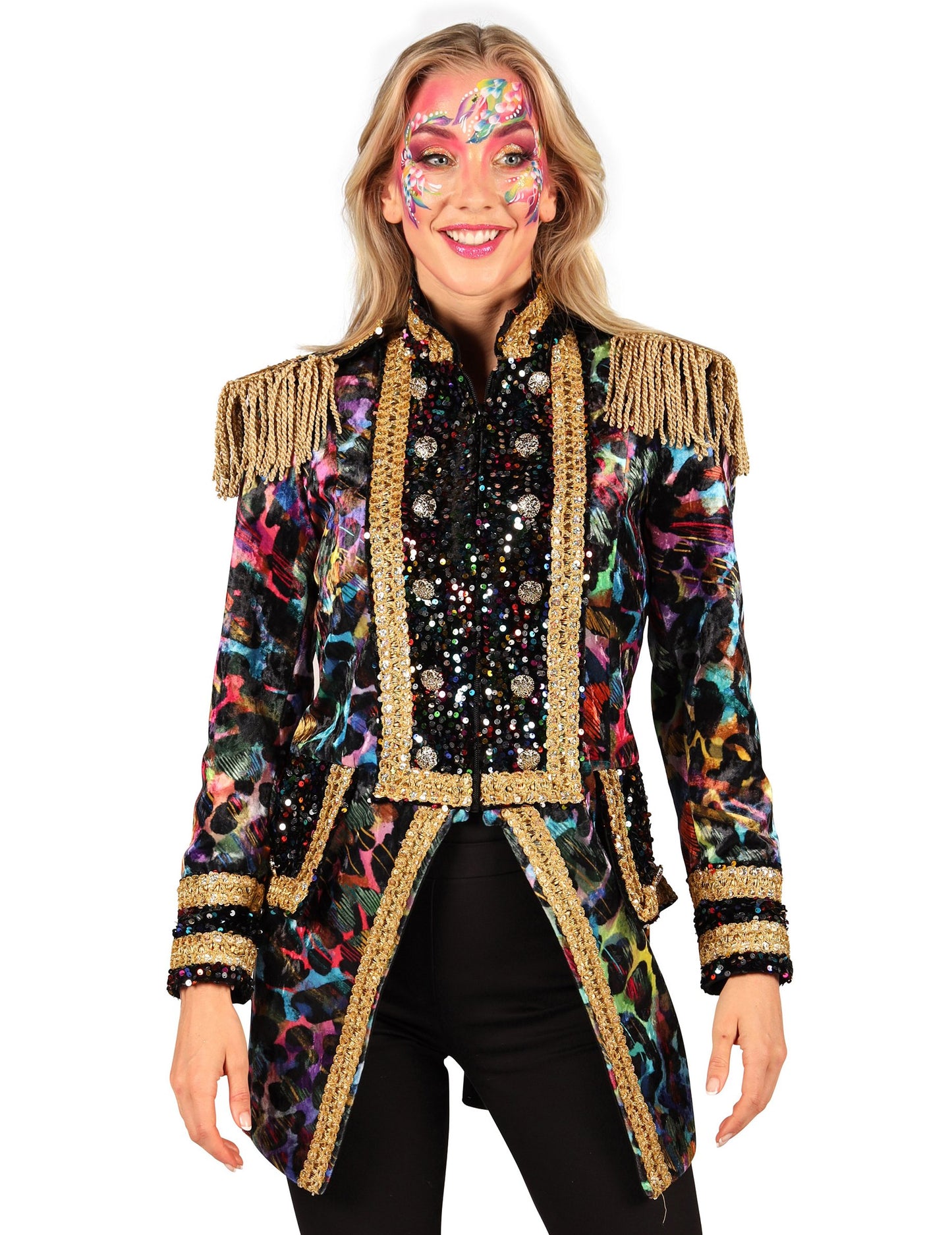 Luxusní dámská karnevalová bunda v neonových barvách