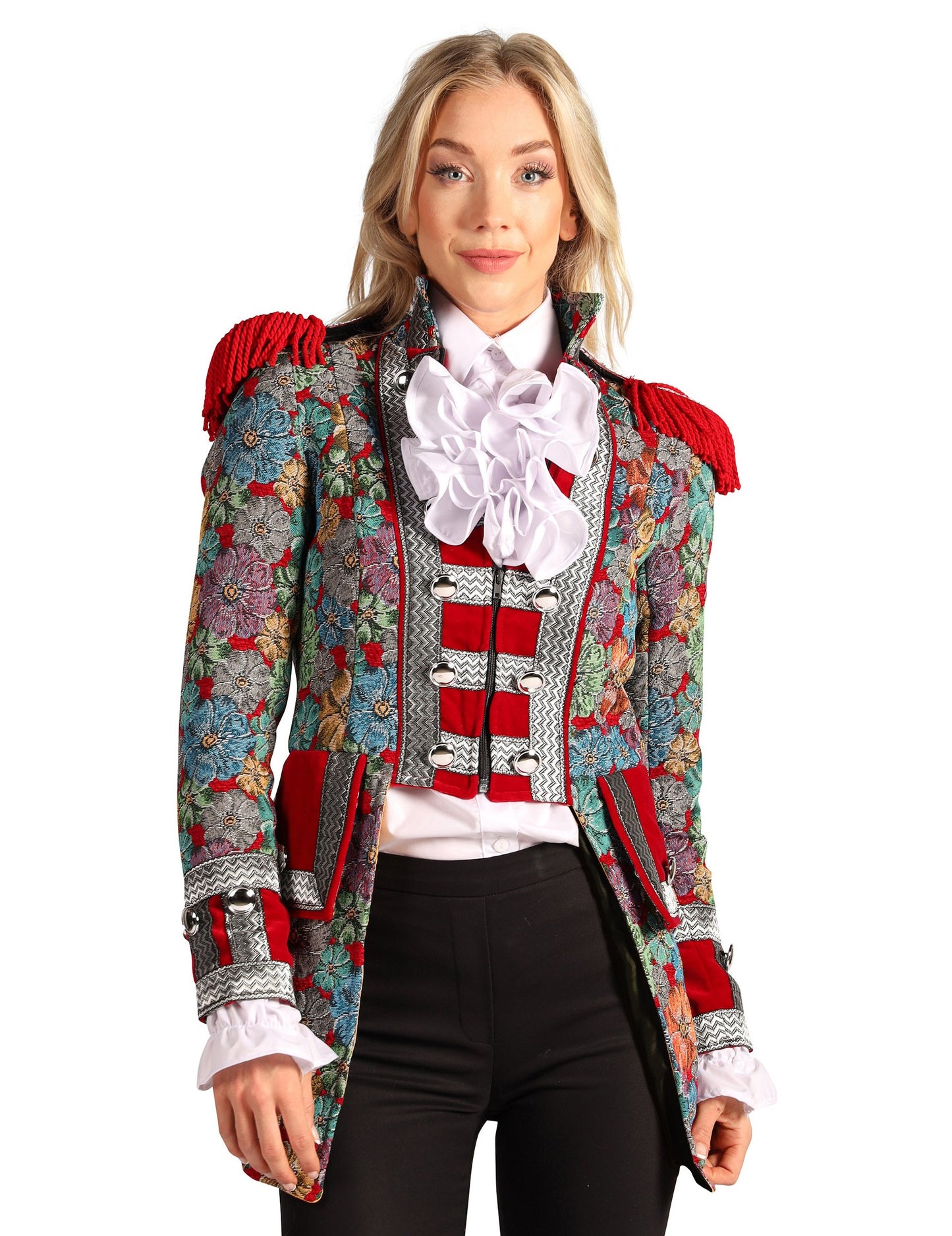 Luxusní dámská karnevalová bunda s květinovým potiskem