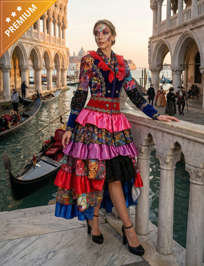 Luxusní dámská karnevalová bunda ve vícebarevném stylu Fiesta Carnival