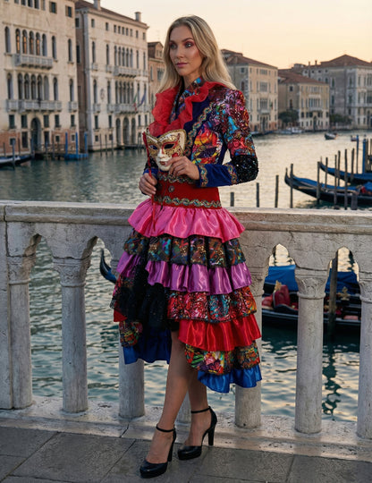 Luxusní dámská karnevalová bunda ve vícebarevném stylu Fiesta Carnival