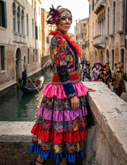 Luxusní dámská karnevalová bunda ve vícebarevném stylu Fiesta Carnival